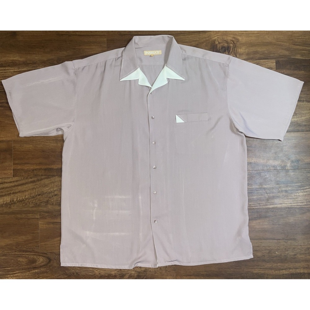 Inserch Italy Button Shirt Mens 3XL Mauve Microfiber Short Sleeve Big & Tall
